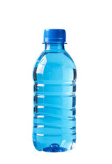 Naklejka premium Water Bottle, Blue Cap, Transparent Background, Hydration, Refreshment.
