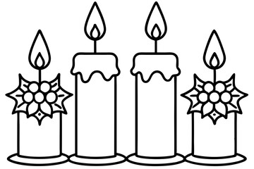 Winter Candle Collection Line Art