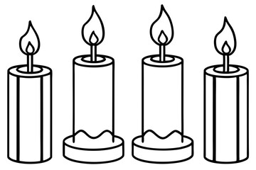 Winter Candle Collection Line Art