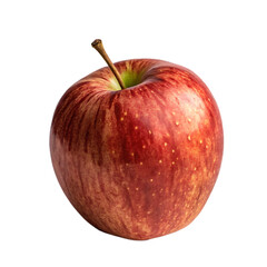 Fresh Red Apple with Green Stem Isolated on White Background