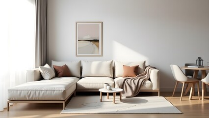 Modern Living Room with White Sofas and Stylish Accents