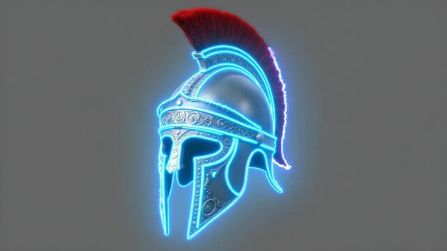Ancient Greek Corinthian Helmet with Red Plume and Ornate Design