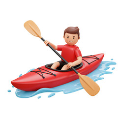 爽快なカヤック体験 鮮やか赤艇 水面滑走