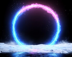 Neon Circle, Ice, Dark