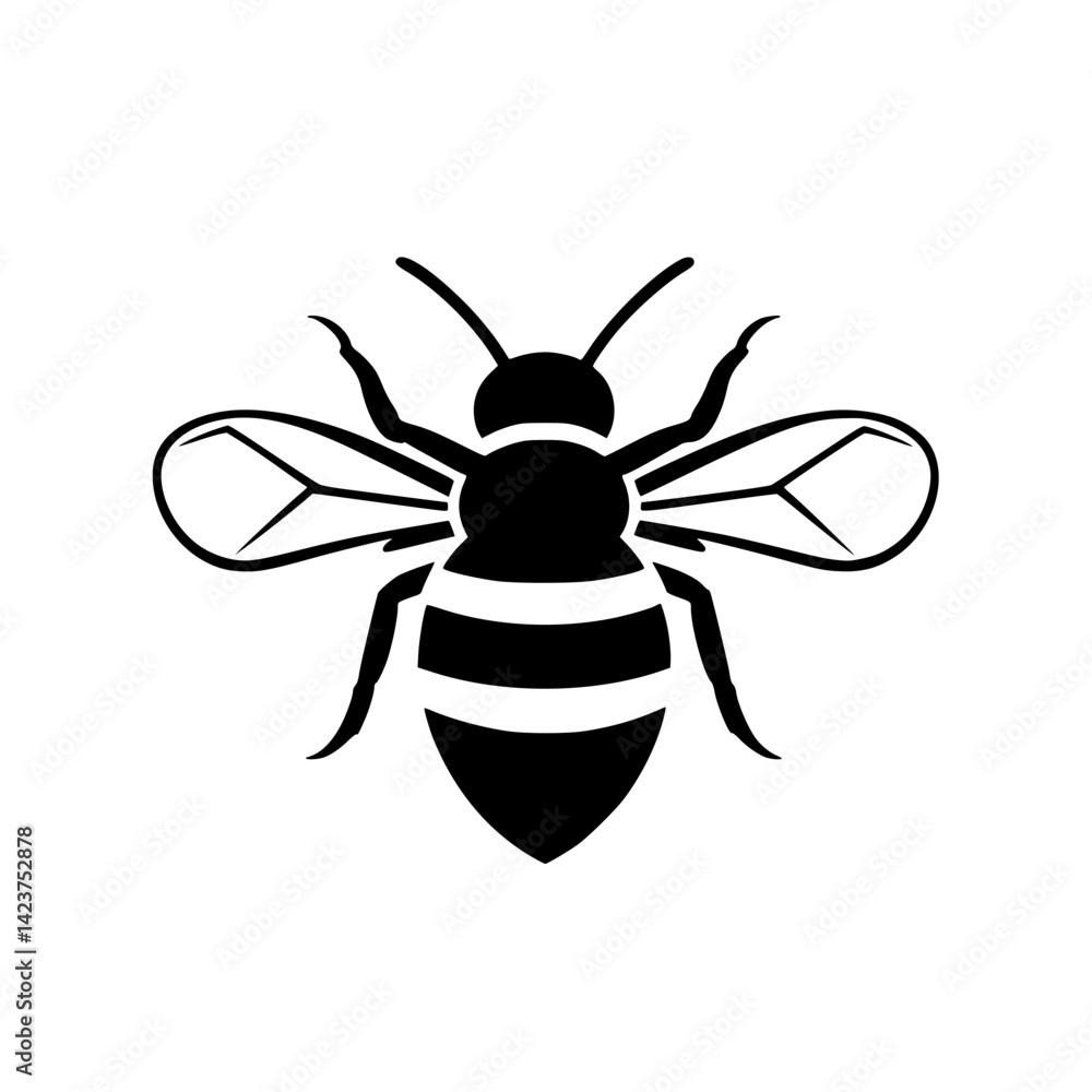 Poster bee icon set showcasing different designs for various applications including digital interfaces and 