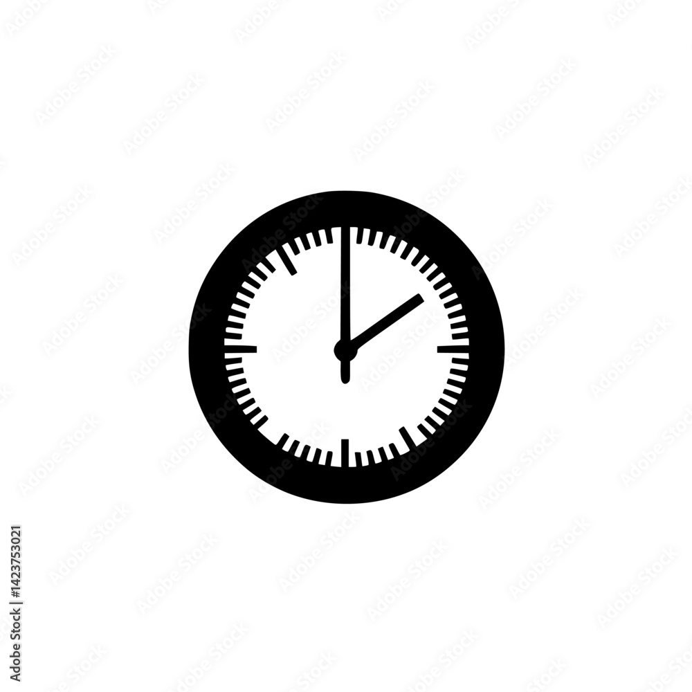 Poster black clock icon showing time with clean design perfect for modern applications and digital interfac