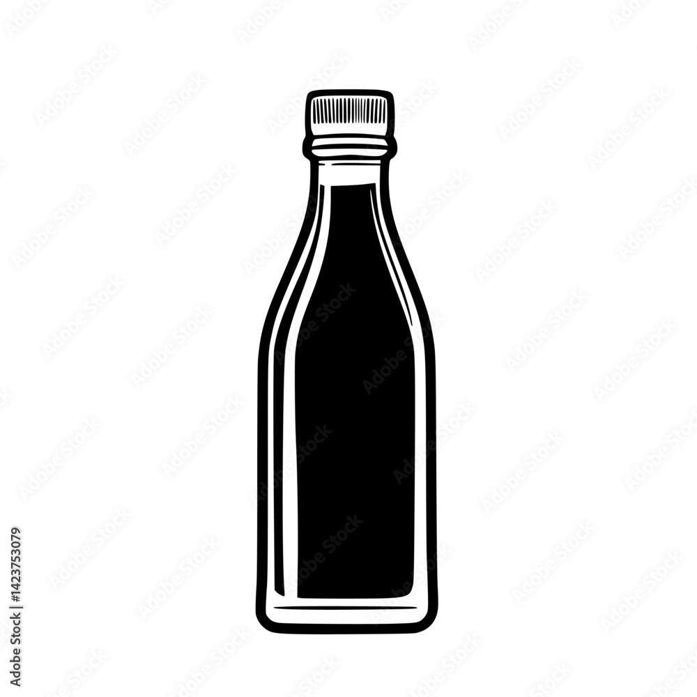 Poster icon set showcasing a clean and simple design of a bottle in a minimalist style for various applicat