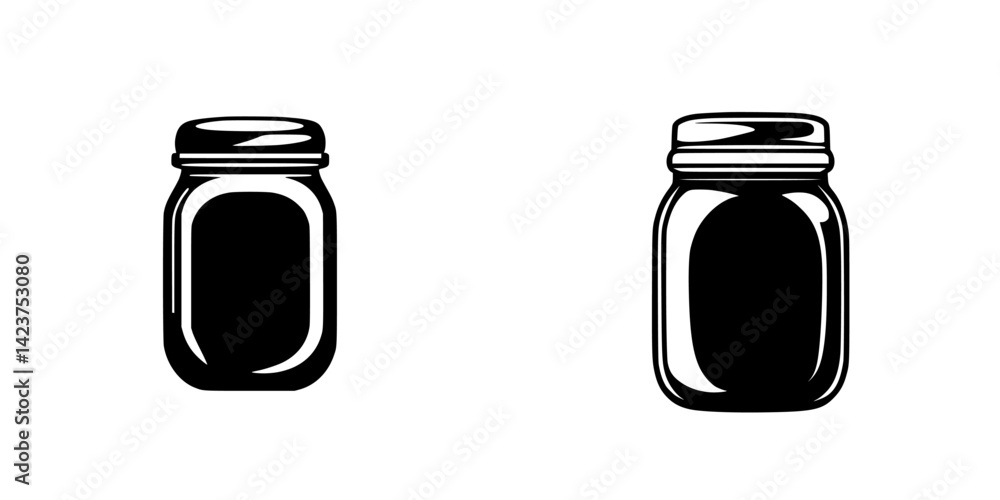 Poster icon set featuring two jars in a minimalist design with different shapes and sizes, suitable for var