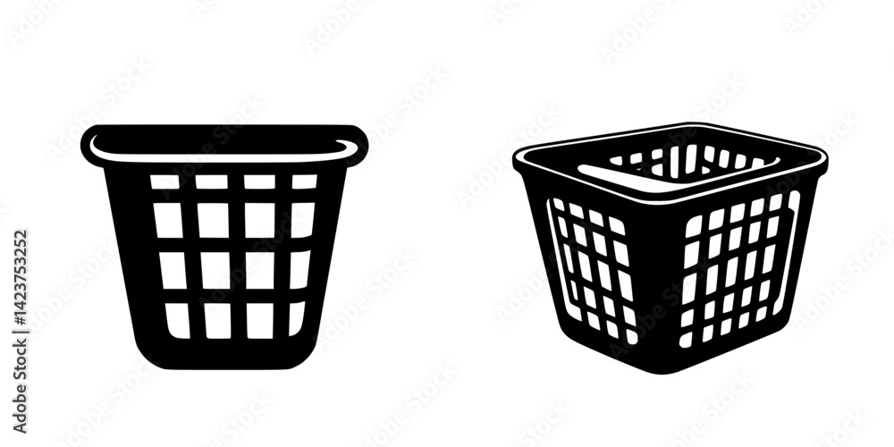 Aufkleber icon set featuring two distinct basket designs suitable for various digital applications and creativ