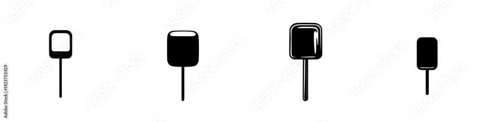 Poster icon set featuring minimalistic shapes for diverse digital applications and user interfaces