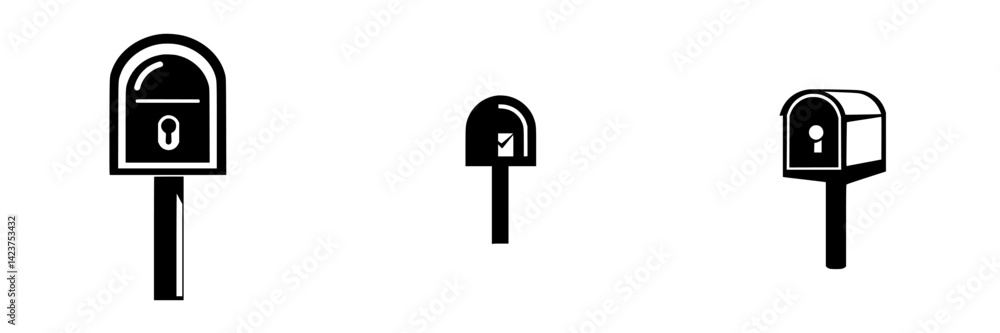 Poster collection of three unique mail or message icons designed for digital applications and user interfac