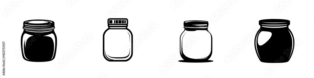 Aufkleber various jar icons displayed in different shapes and designs for graphic design projects and branding