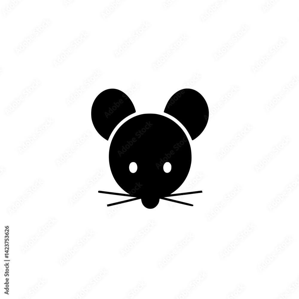 Poster icon set featuring a simple black mouse illustration used for various digital design projects and ap