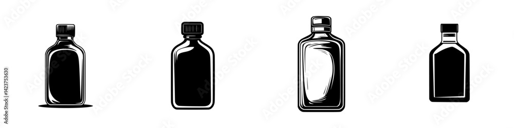 Aufkleber various empty bottle icons in a minimalist design for packaging and branding applications