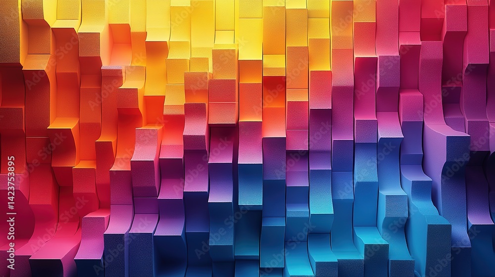Poster abstract colorful blocks gradient wave pattern