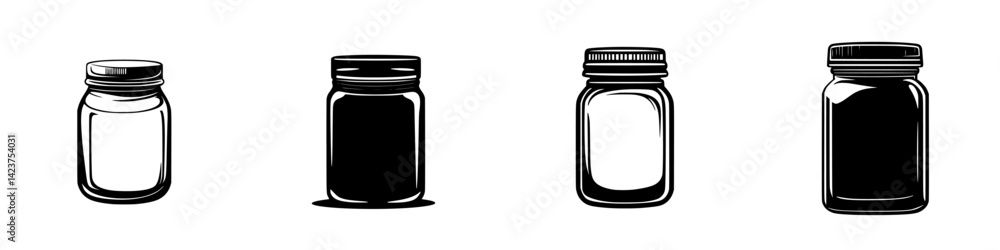Aufkleber unique icon set featuring various jar designs ideal for packaging and branding projects in a minimal
