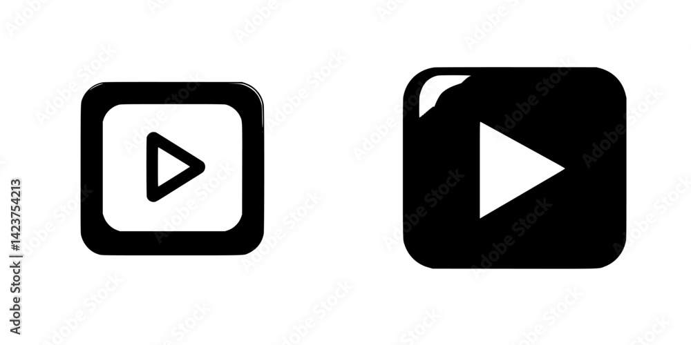 Poster icon set showcasing two distinct play button designs for multimedia applications