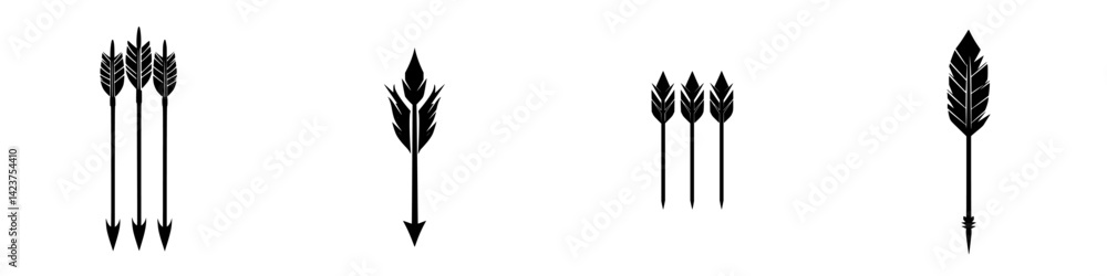 Poster icon set featuring various arrow designs suitable for different applications in modern graphics