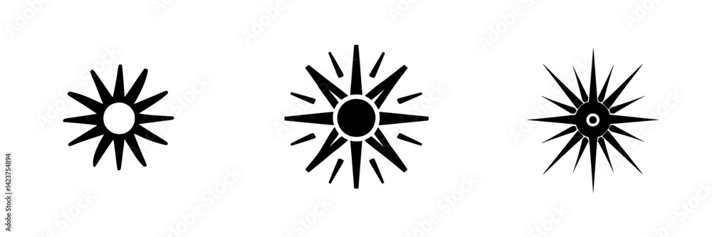 Poster unique icons featuring starburst designs suitable for various digital and print applications