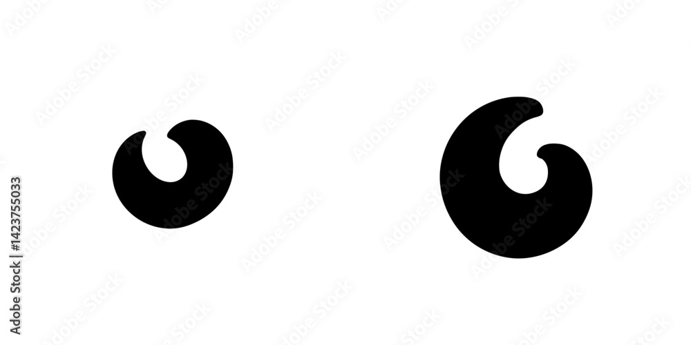 Poster stylish and modern icon set showcasing unique swirl designs in minimalistic black and white color sc