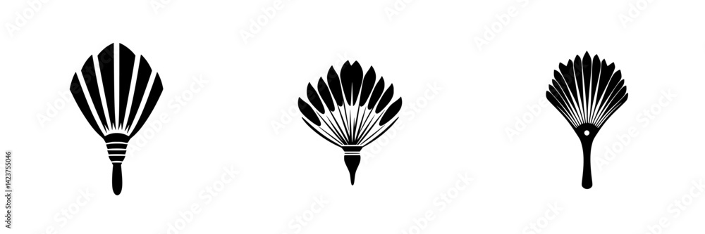 Aufkleber elegant icon set showcasing three distinct fan designs for creative projects and digital interfaces