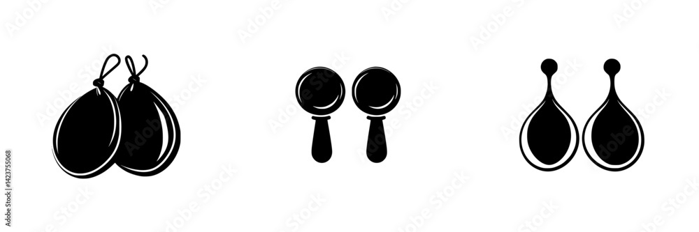 Poster icon set featuring musical instruments designed for creative projects and digital applications