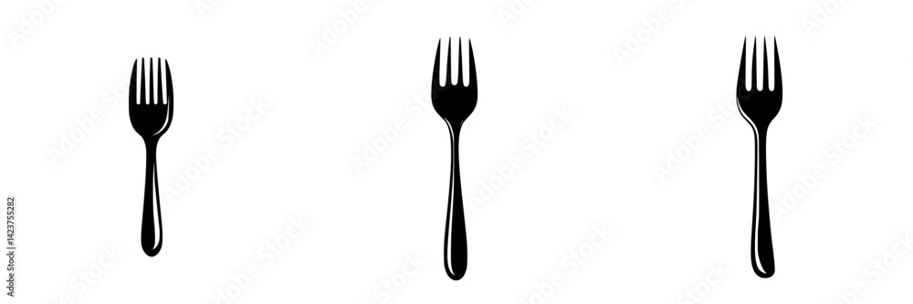 Poster fork icon set featuring three distinct styles for use in digital and print designs