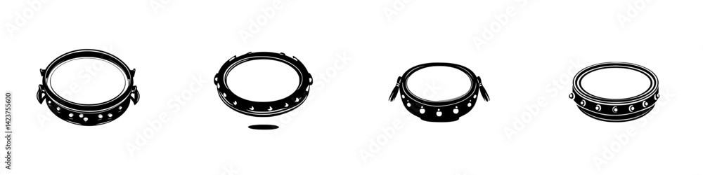 Poster collection of decorative icon designs featuring various styles of circular frames and borders