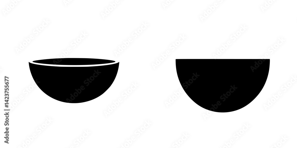 Poster icon set showcasing two distinct bowl designs with varying profiles for versatile graphic use in dig
