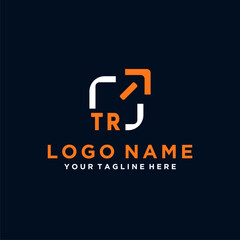 TR initials minimal modern technology logo design