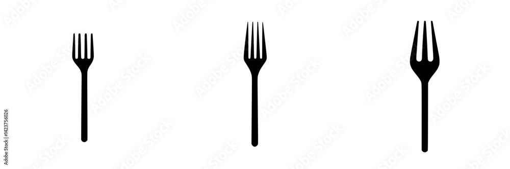 Poster minimalist icon set featuring three different fork designs on a clean background