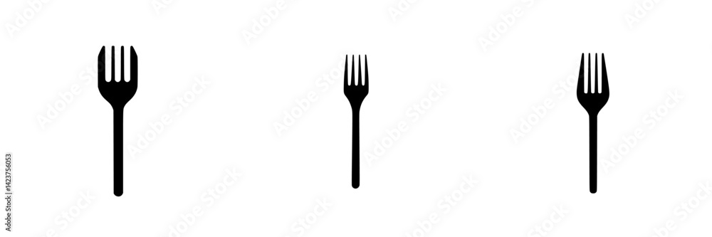 Poster various fork icons in minimalistic design showcasing different sizes for culinary purposes