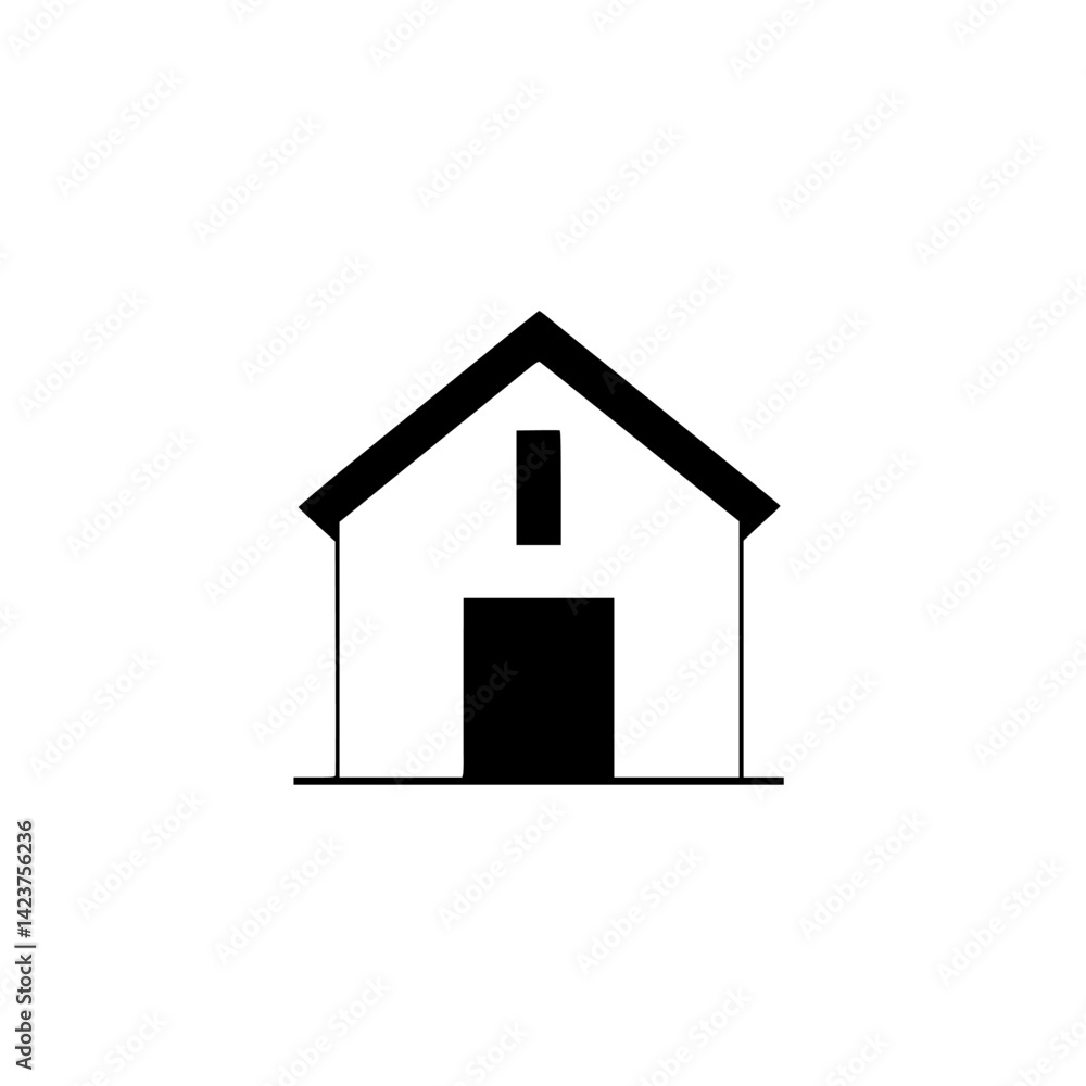 Poster simple black and white icon set featuring a house design and minimalistic style for various applicat