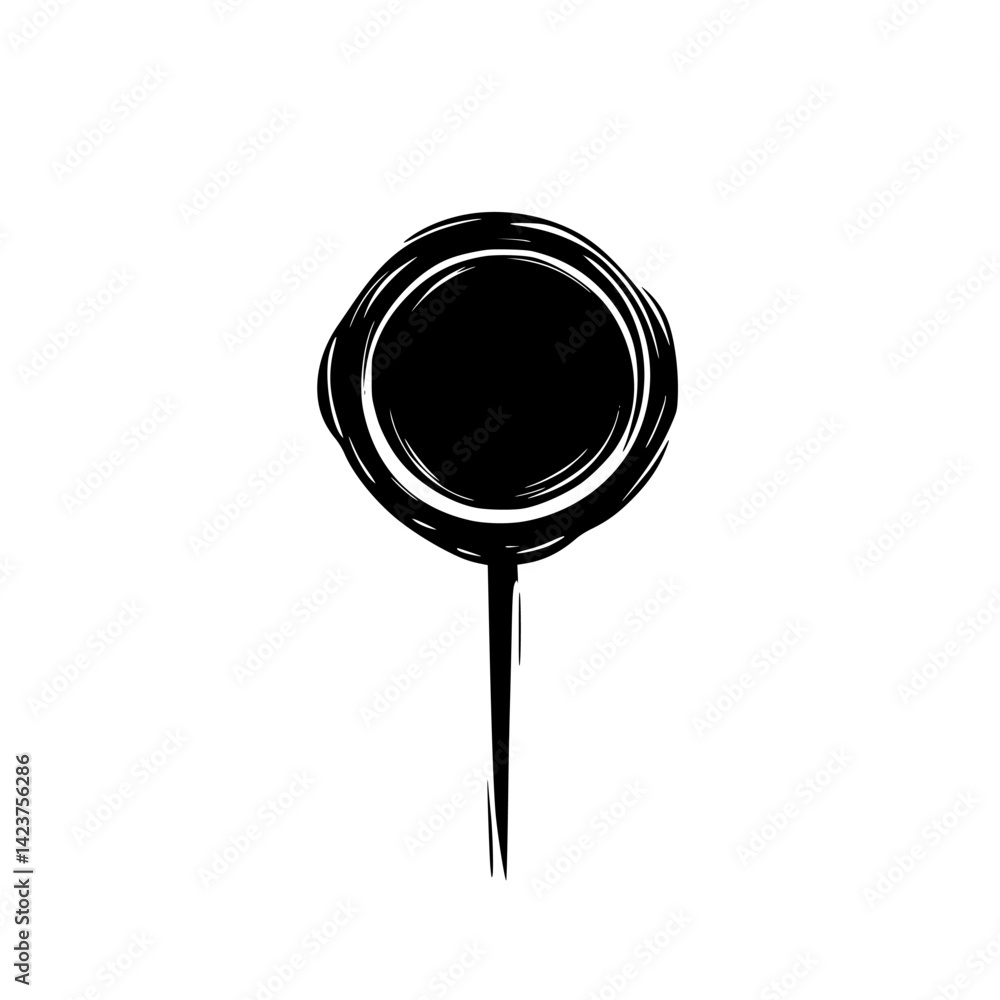 Poster icon set featuring a minimalist black pin design suitable for maps and location markers