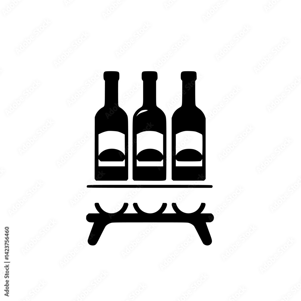 Poster icon set featuring bottles on a shelf suitable for various design applications