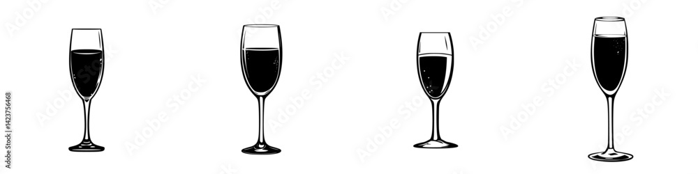 Poster elegant wine glass icon set for user interface design and branding projects