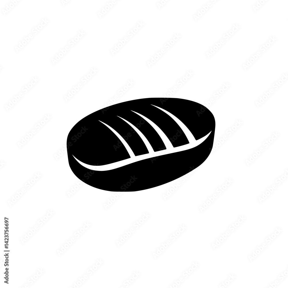Poster icon set featuring a stylized loaf of bread with distinctive scoring marks for use in culinary appli