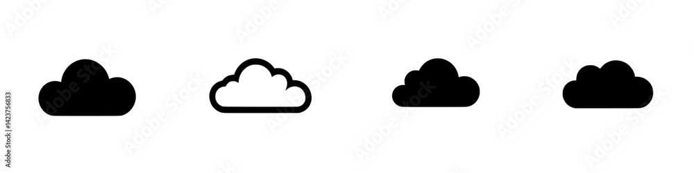 Poster icon set featuring various cloud shapes suitable for digital design projects and creative applicatio