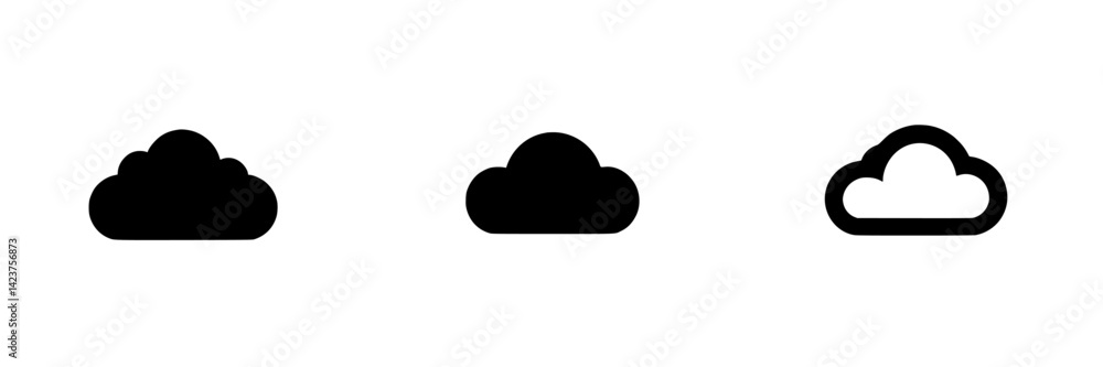 Poster creative black cloud icon set for various design applications suitable for web and print use