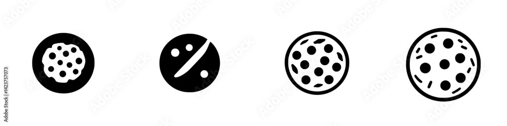Poster icon set showcasing cookie designs in a simple, modern style for various uses in digital and print m