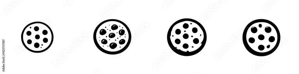 Poster icon set featuring various cookie designs in a minimalist style suitable for digital and print use