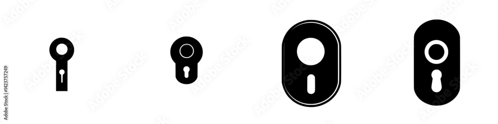 Poster icon set showcasing minimalistic keyhole designs suitable for various applications in digital and pr