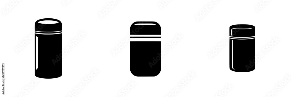 Poster icon set of containers showcasing various shapes and designs for versatile usage in digital applicat