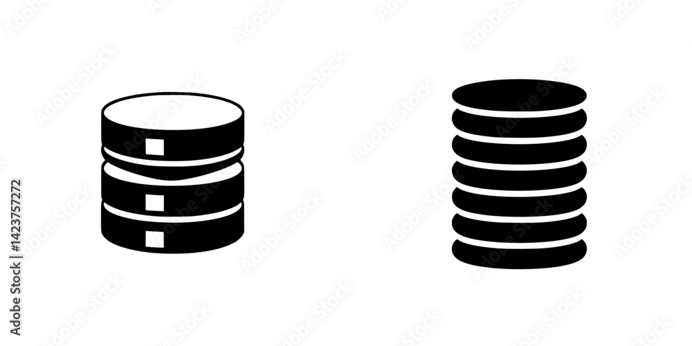 Aufkleber icon set illustrating database and storage concepts in a modern, minimalist design