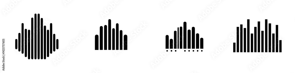 Aufkleber icon set featuring sound wave designs suitable for various digital applications and projects