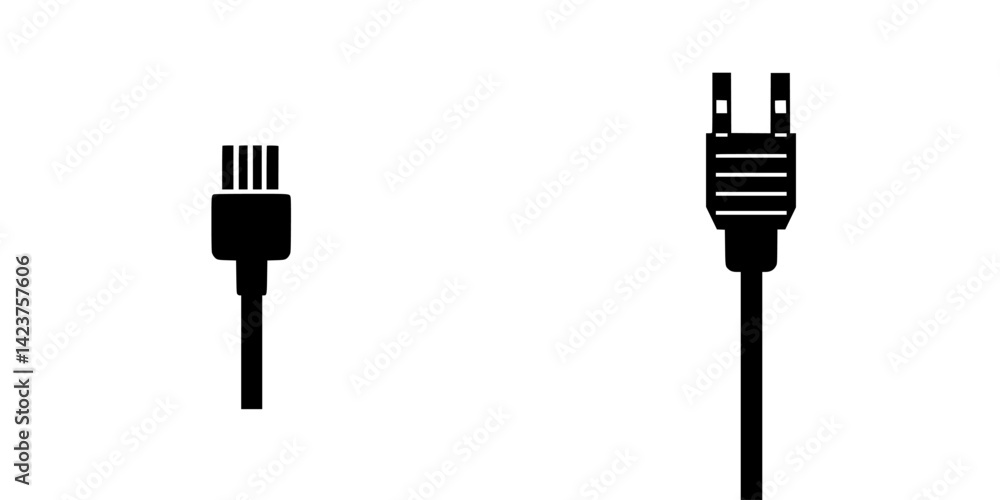 Poster icon set featuring different types of connectors with clear outlines for easy identification on digi