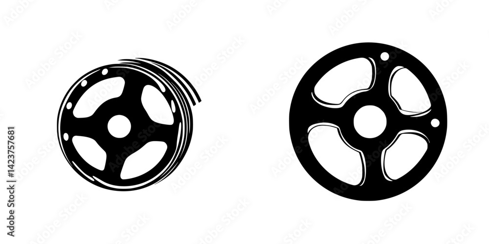 Poster icon set featuring two different styles of reel designs for various applications