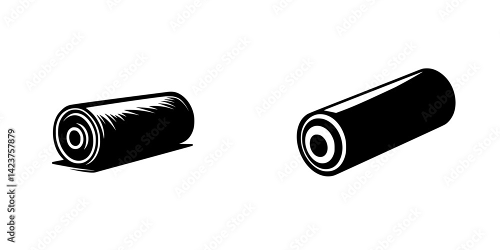 Poster icon set featuring two distinct rolling objects designed for graphic and digital use in minimalist s