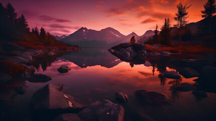 sunset in the mountains