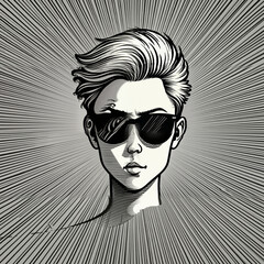 Confident young person wearing sunglasses with dynamic background attitude